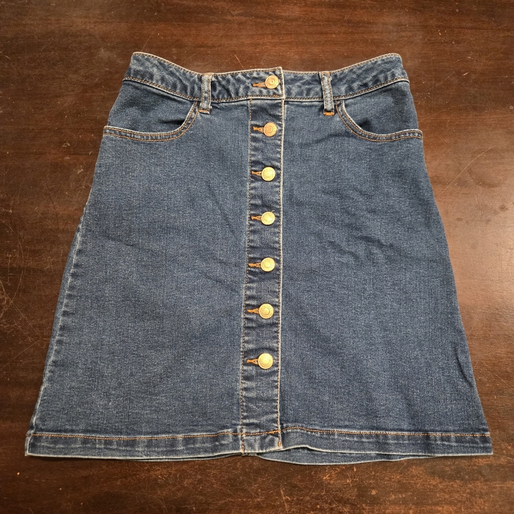 Forever 21 Blue Denim A-Line Skirt